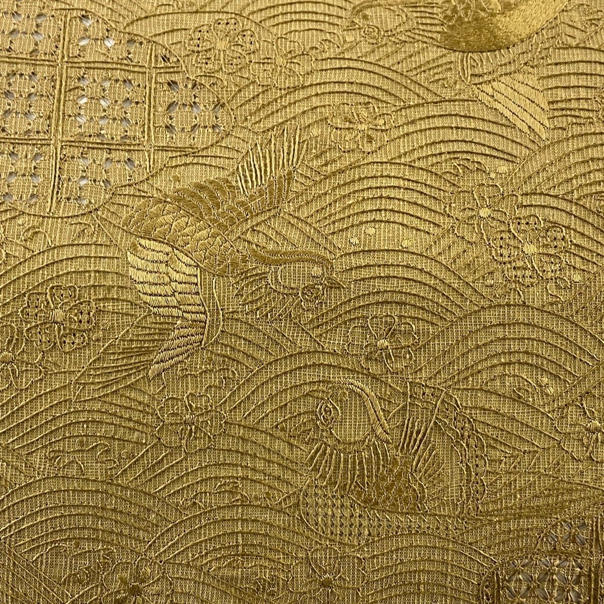 相良刺繍 蘇州刺繍 袋帯 金駒 金糸 正絹 お太鼓柄 HOT089 正絹 袋帯 相良刺繍 秀品 六通 刺繍 中古 中国三大刺繍 金糸 ≪