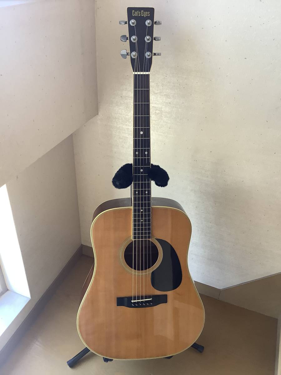 送料無料 東海楽器 キャッツアイ CE-350S トップ単板 70年代 アコースティックギター ハードケース付