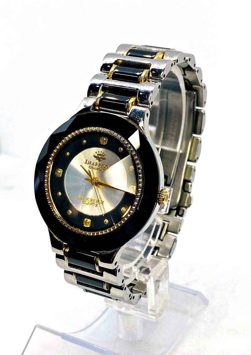 ■J.HARRISON ジョン・ハリソン 腕時計 3針 クオーツ ダイヤモンド 18K PURE RUZ CCM-001C 可動品_1