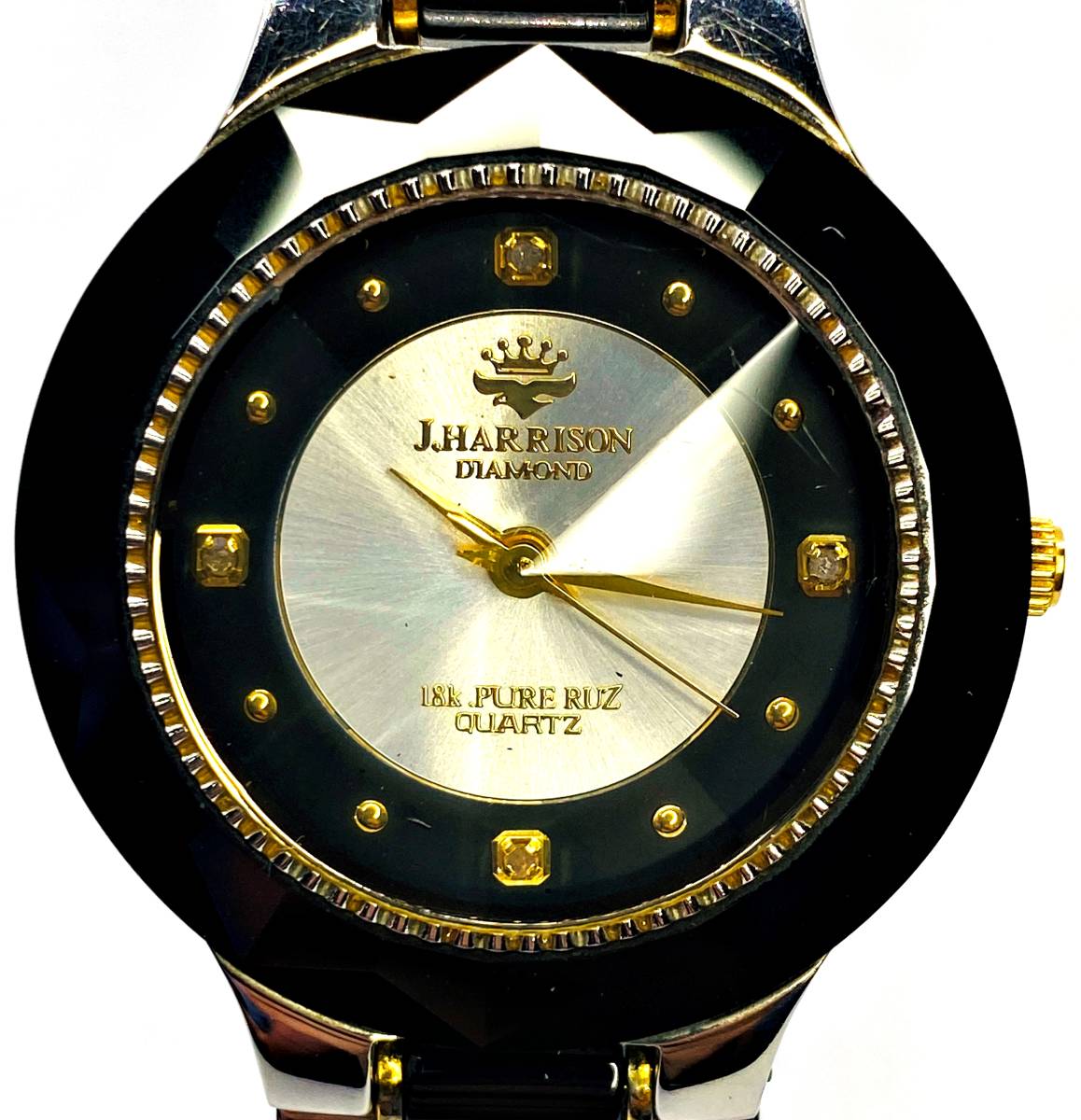 ■J.HARRISON ジョン・ハリソン 腕時計 3針 クオーツ ダイヤモンド 18K PURE RUZ CCM-001C 可動品_2