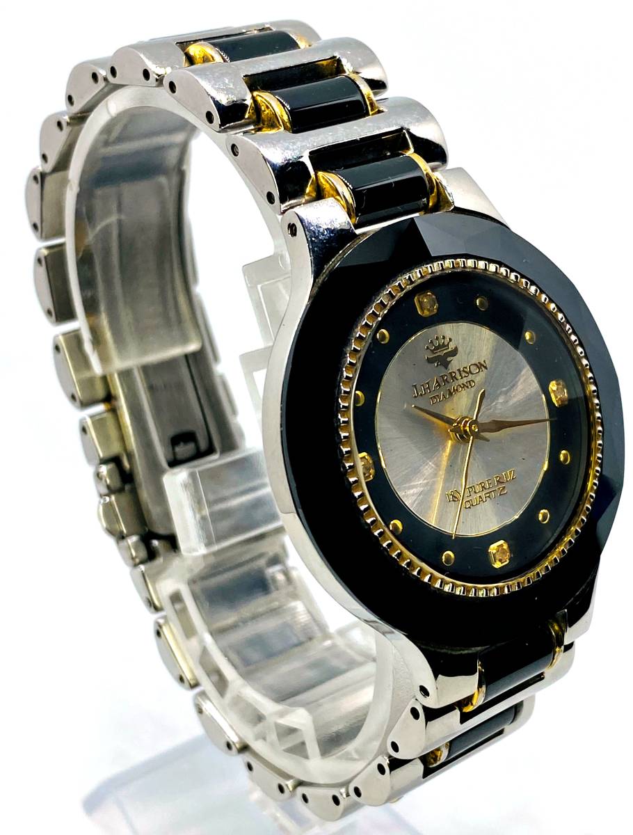 ■J.HARRISON ジョン・ハリソン 腕時計 3針 クオーツ ダイヤモンド 18K PURE RUZ CCM-001C 可動品_3
