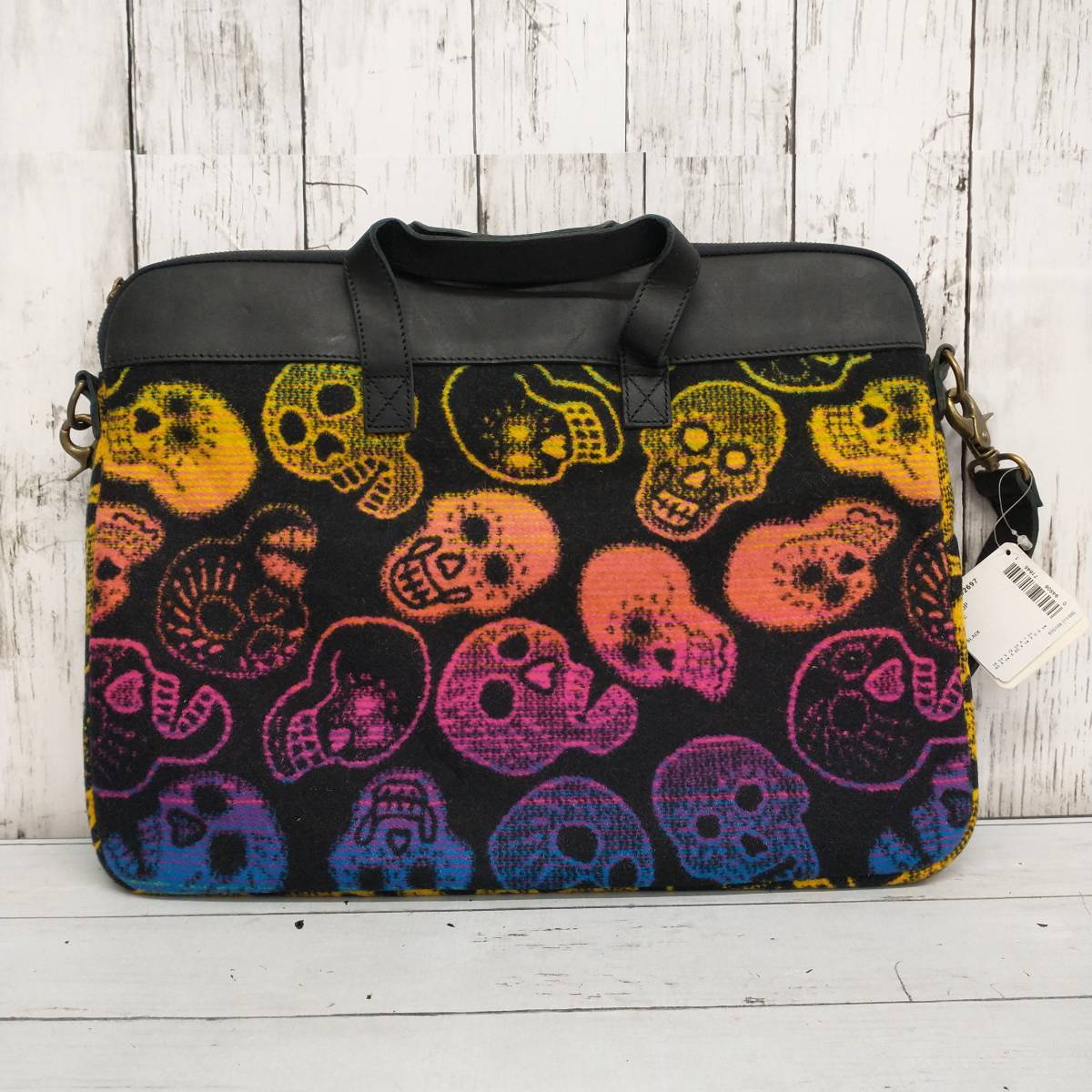 ハンドバッグ ショルダーバッグ 2way【タグ付き】 PENDLETON laptop case ブラック骸骨 GG851-52697 アメカジ マルチカラー スカル柄