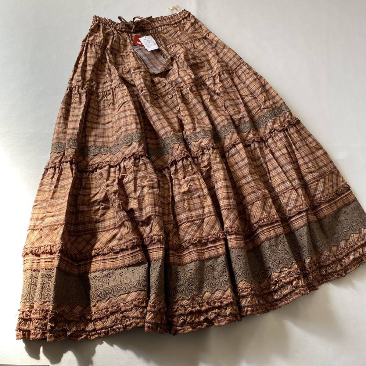 タグ付き】PINK HOUSE ピンクハウス 009ブラウン チェック スカート  