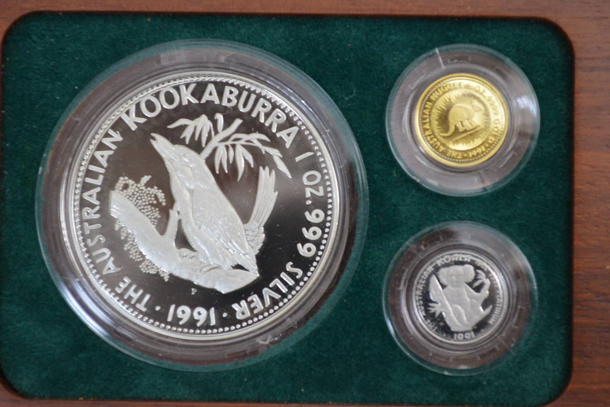 1991 オーストラリア 1ドル銀貨 5ドル金貨 5ドルプラチナコイン プルーフセット 木製ケース付き アンティーク  骨董(オセアニア)｜売買されたオークション情報、Yahoo!オークション(旧ヤフオク!) の商品情報をアーカイブ公開 -  オークファン（aucfan.com）