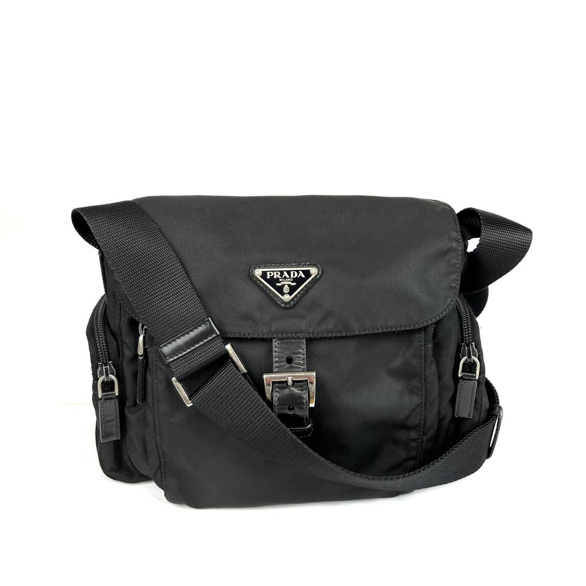美品 PRADA ロゴ金具 ナイロン ショルダーバッグ PRADA ナイロン 