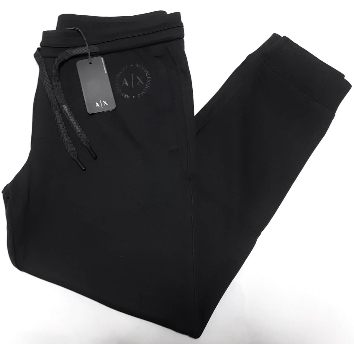 [新品] ARMANI EXCHANGE　スウェットジャージ素材の【メンズ・ジョガーパンツ】◆2022-23年秋冬モデル　サイズ：XL(52相当)　◆色：黒