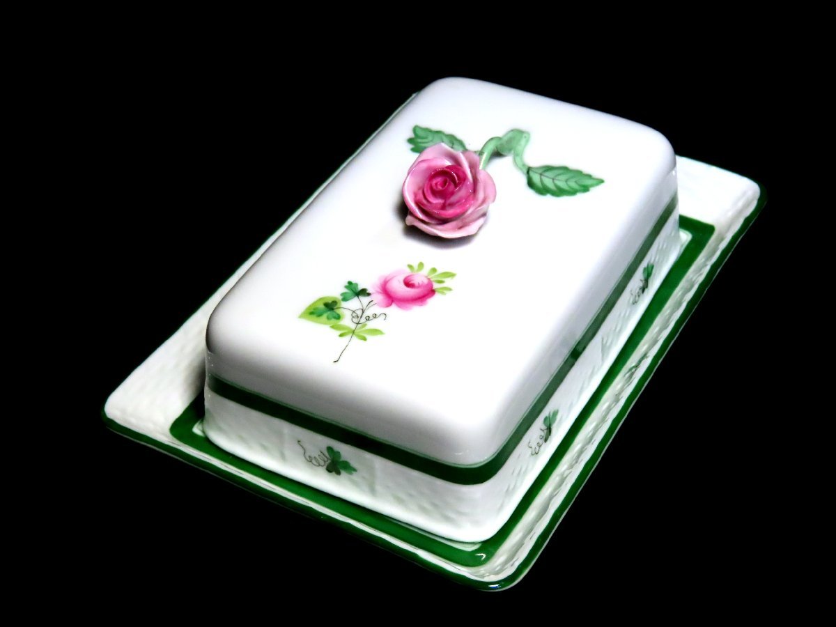 ヘレンド バターディッシュ 蓋付きバター入れ バター皿 ウィーンの薔薇