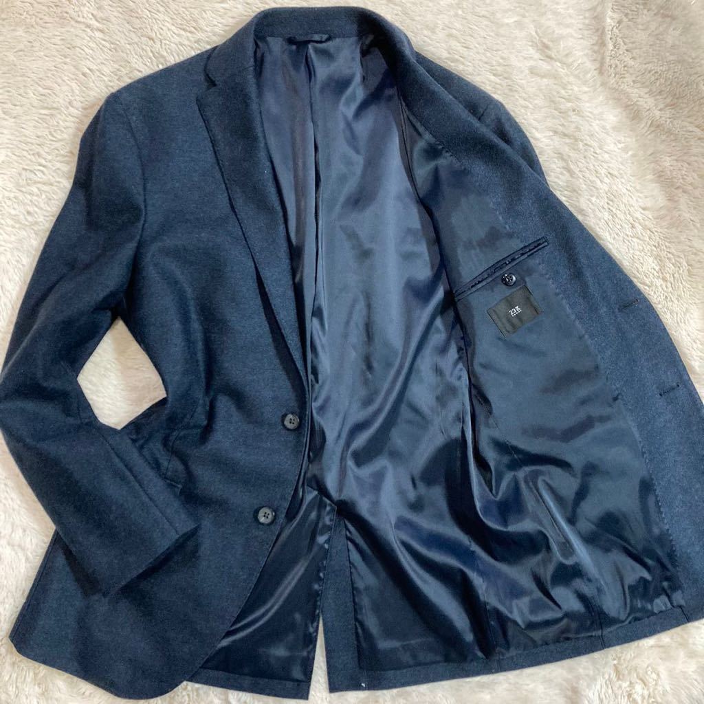 ☆1円〜☆【美品】23区 HOMME ストレッチ テーラードジャケット トラベルジャケット ネイビー ウール 50 大きいサイズ フォーマル 仕事