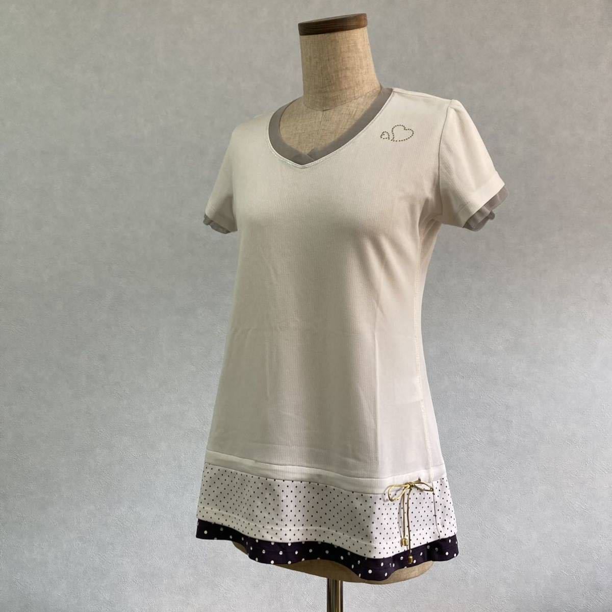 ニューバランス テニス ウェア チュニック ワンピース スポーツ マラソン レディース トップス 半袖 運動 Tシャツ ヨガ ドット 水玉 白 紐