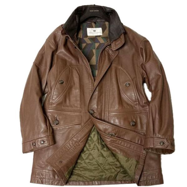 最高級 Pierre Balmain ピエールバルマン 極上ラムレザーコート 