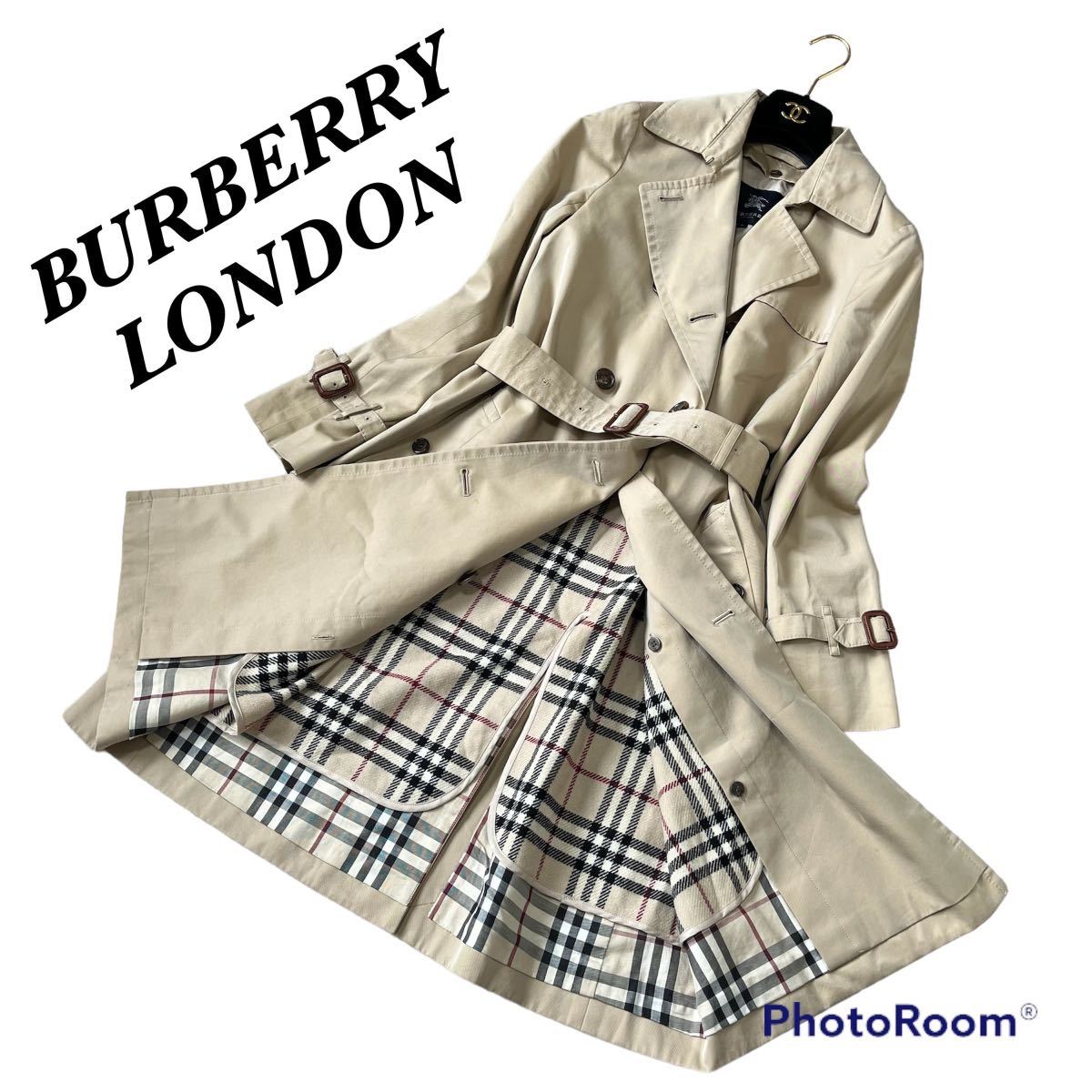 BURBERRY LONDON バーバリーロンドン ノバチェック トレンチコート 36 ライナー ロング 着丈 ベージュ ベルト スプリングコート