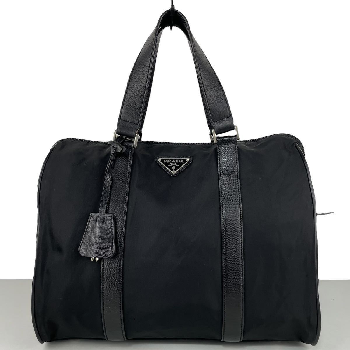 PRADA プラダ トートバッグ ハンドバッグ ボストンバッグ 三角プレート 南京錠 サフィアーノレザー シボ ナイロン NERO ネロ ブラック 黒