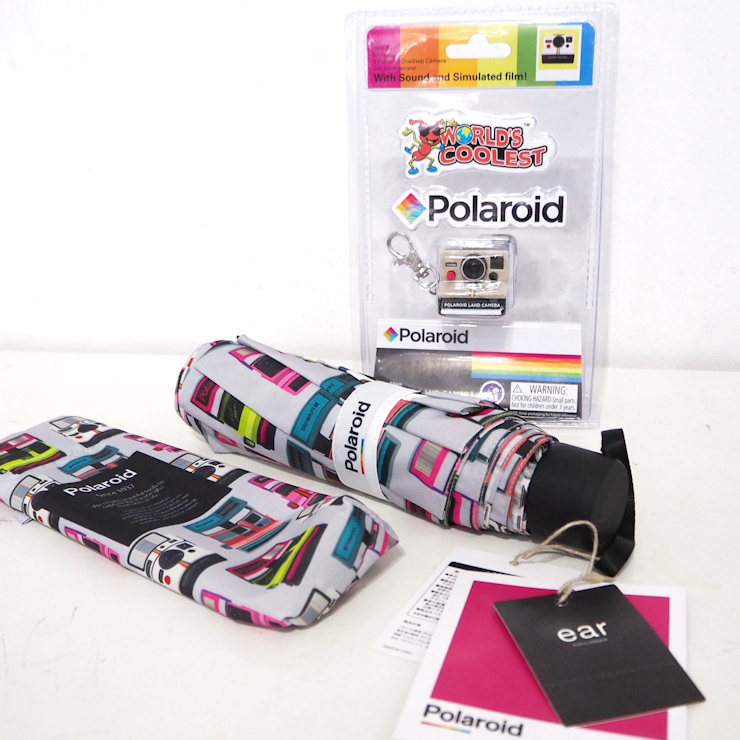 新品 定価5500円 イアパピヨネ x ポラロイド コラボ 晴雨兼用 折り畳み傘 グレー レディース ear PAPILLONNER Polaroid 日傘 キーホルダー