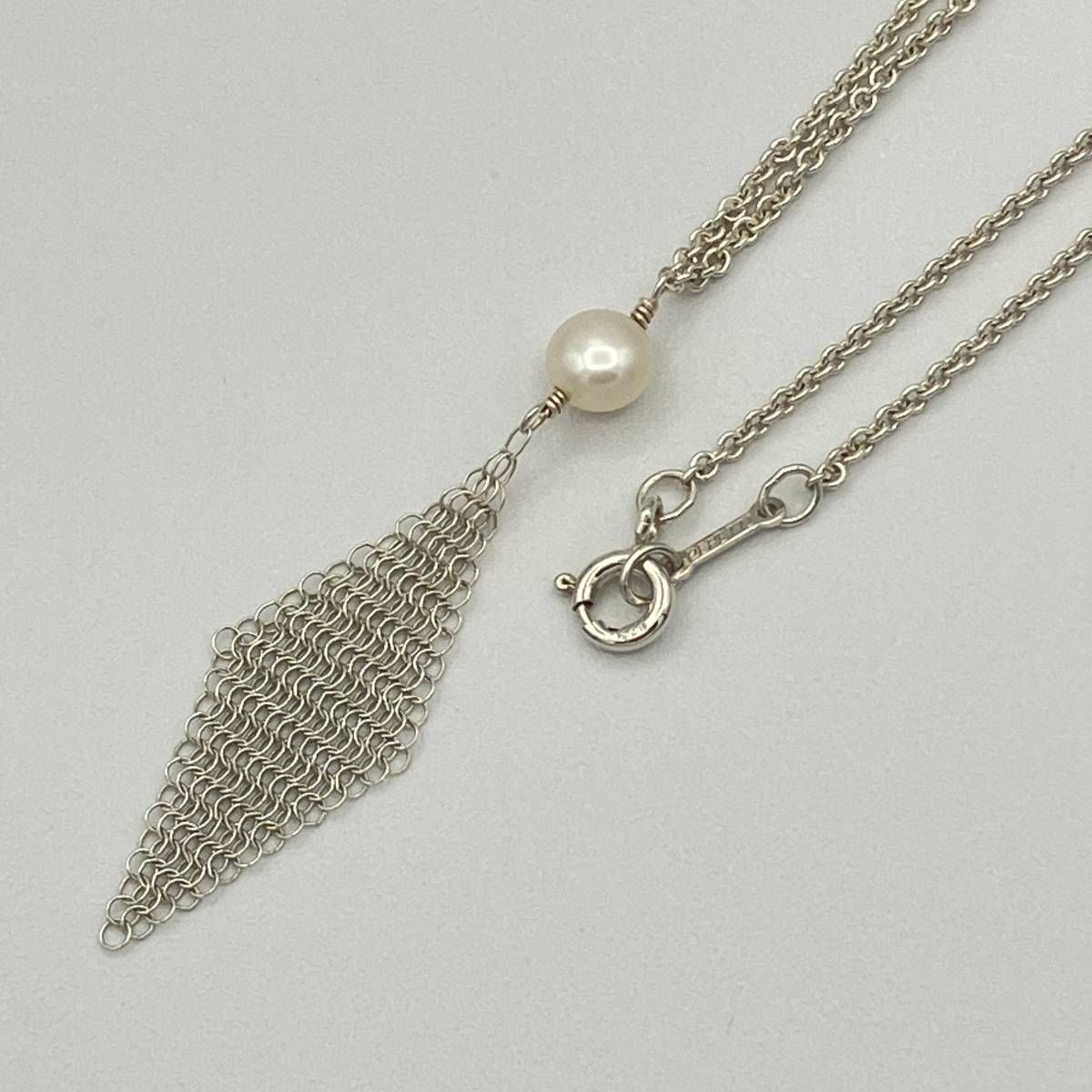 ☆ 1円〜 希少品 ティファニー メッシュ タッセル パール ネックレス 