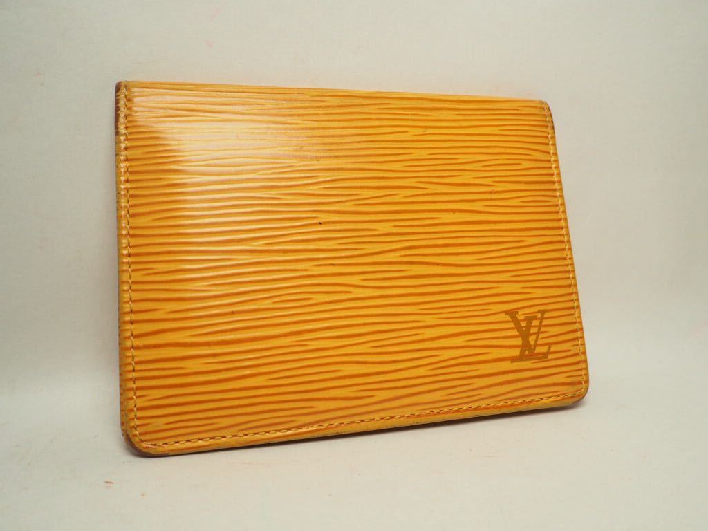 B206 1円　美品　LOUIS VUITTON 名刺入れ カードケース ルイヴィトン パスケース エピ 二つ折り　 メンズ 小物入れ　財布　イエロー系