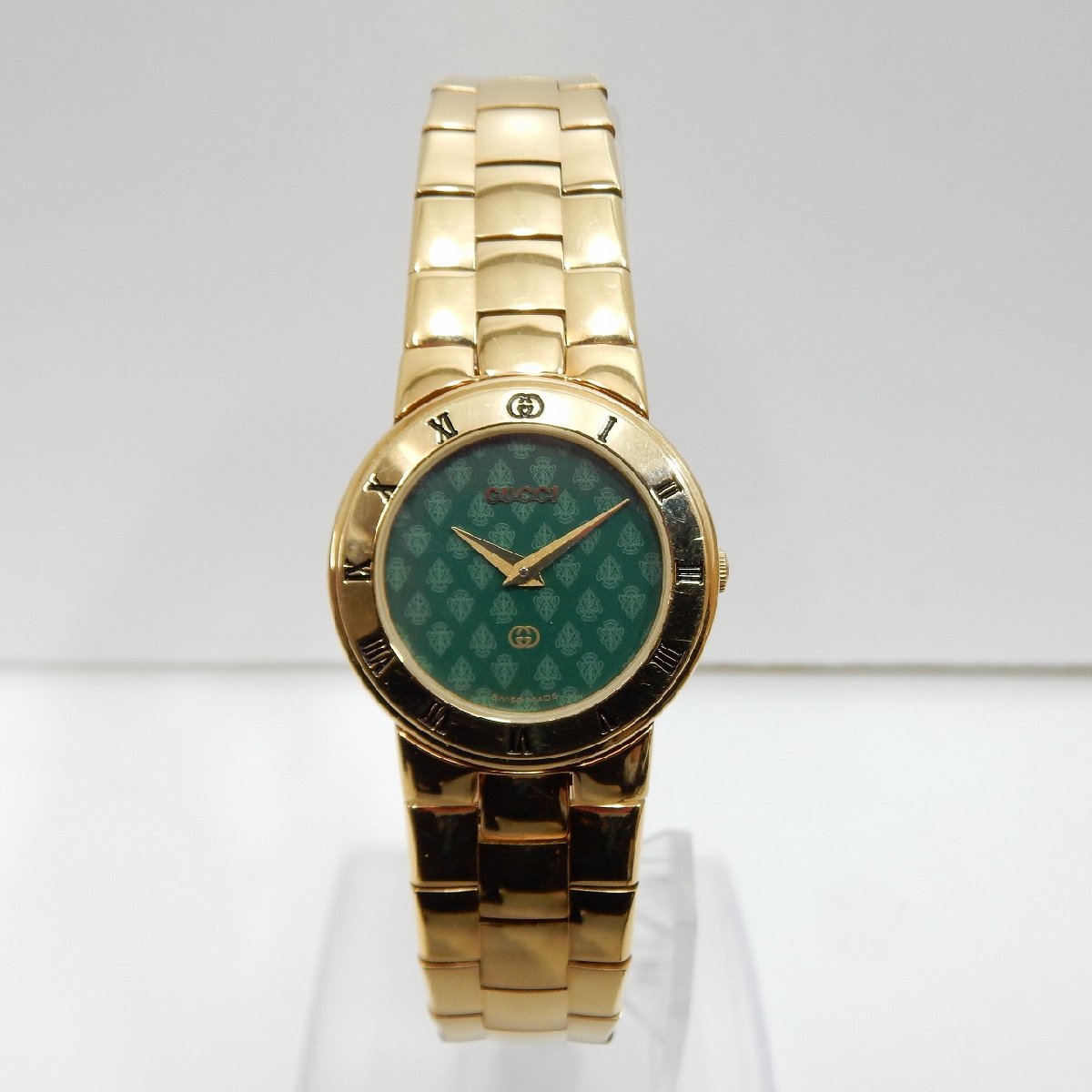 GUCCI レディース 腕時計 グリーン文字盤 41】1円～GUCCI グッチ レディース腕時計 3300L グリーン文字盤 GP