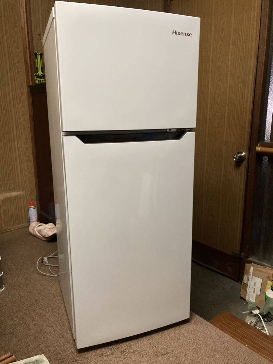 中古品　冷凍冷蔵庫 2ドア Hisense ハイセンス 幅48.1cm 120L ホワイト HR-B12C 2ドア 右開き 耐熱天板 静音　2021年製