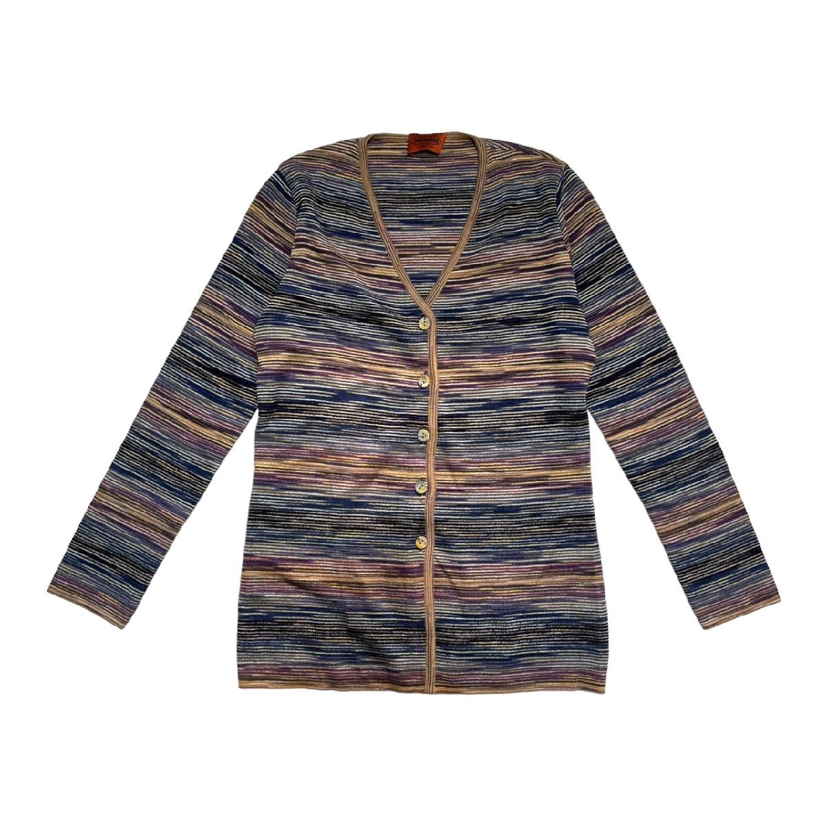 美品 MISSONI ミッソーニ 長袖 ニット カーディガン イタリア製 美品イタリア製MISSONI ミッソーニ総柄ニットカーディガン44 - メルカリ