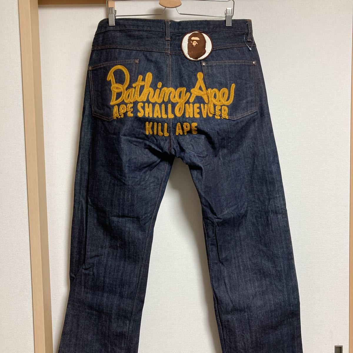 美品】A BATHING APE アベイシングエイプ チェーン刺繍デニムパンツ XL 