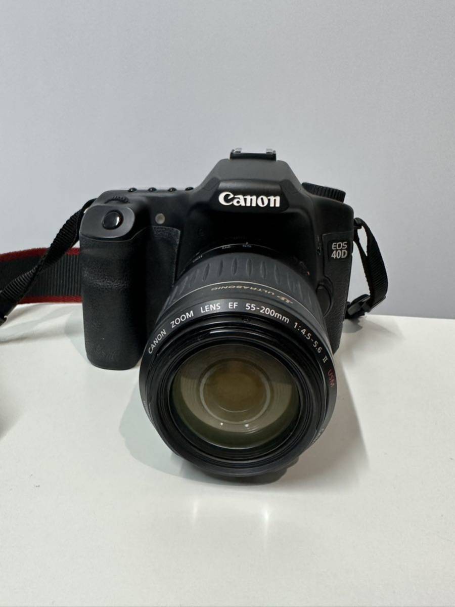 A 1円スタート Canon EOS 40D 一眼レフカメラ キャノンEOS ZOOM レンズ付き　55-200mm