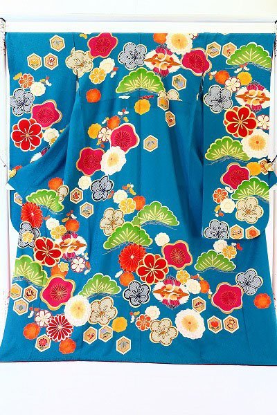 振袖 金駒刺繍 絞り 梅 金 古典振袖（金駒刺繍／赤）19001 【着物フィ】