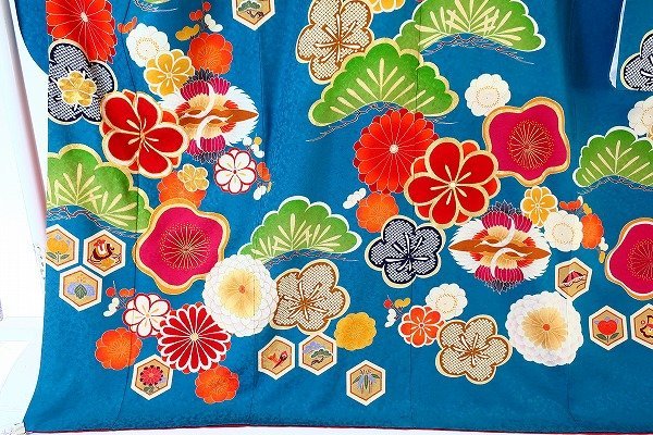 振袖 金駒刺繍 絞り 梅 金 古典振袖（金駒刺繍／赤）19001 【着物フィ】