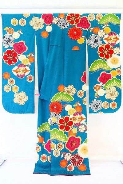振袖 金駒刺繍 絞り 梅 金 古典振袖（金駒刺繍／赤）19001 【着物フィ】