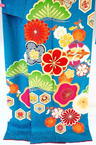 振袖 金駒刺繍 絞り 梅 金 古典振袖（金駒刺繍／赤）19001 【着物フィ】