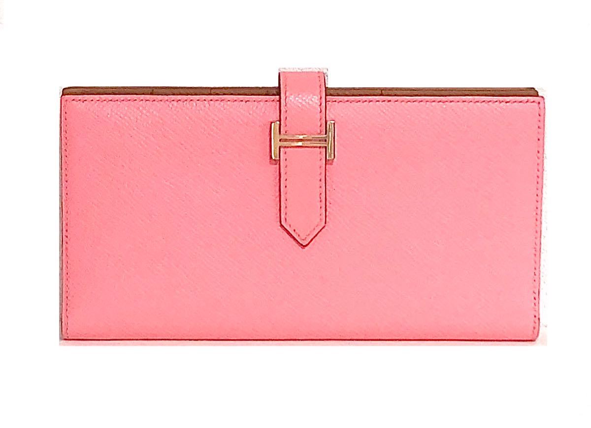 未使用☆正規品　エルメス　HERMES 長財布　ベアンスフレ ヴェルソ　BEARN ブラウン/ピンク　バイカラー　ヴォーエプソン　限定　ゴールド