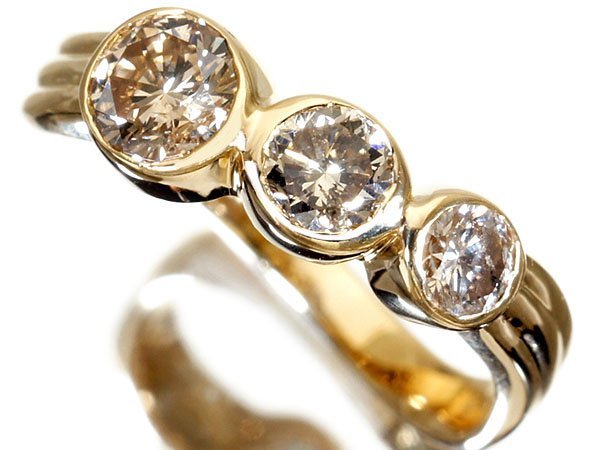 1円～【ジュエリー極】眩い輝き！上質天然ブラウンダイヤモンド1.06ct 高級K18YGリング k6254jitkTZZFE【送料無料】