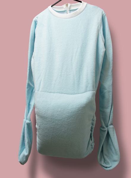 大人用中綿モコモコロンパース　ミトン一体型長袖　白(オフホワイト・画像は同型で色・サイズ違い)　 フリース素材