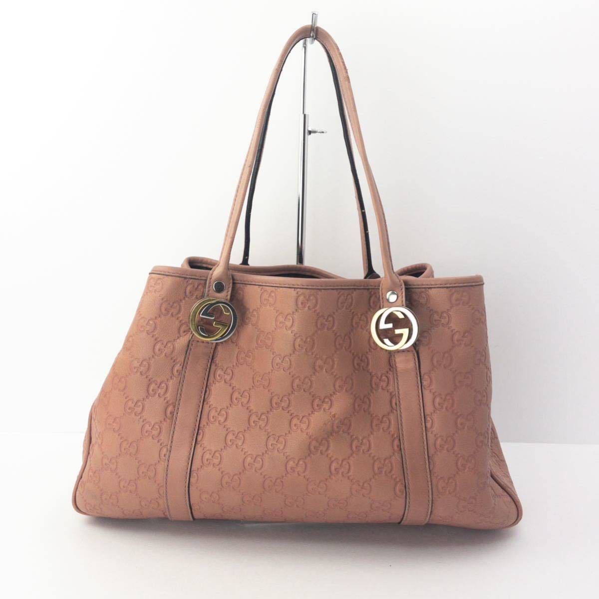 【1円スタート】GUCCI グッチ グッチシマ GGツインズ トゥインズトート トートバッグ ショルダーバッグ レザー ピンク