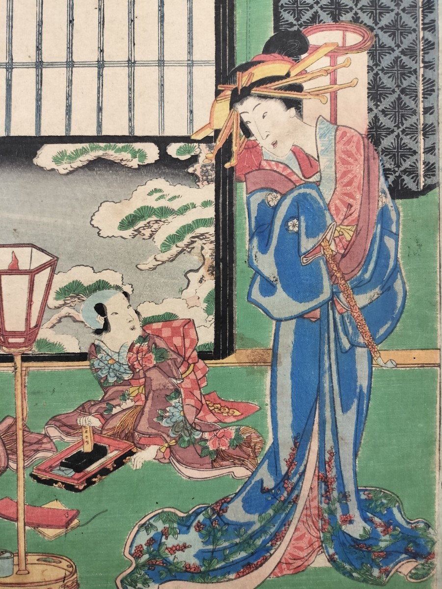 木版画 江戸時代 浮世絵師 歌川国貞 大判 木版浮世絵 武者絵 美人絵 日本画 錦絵 大判 歌川国貞 美人画 浮世絵 江戸期⁄真作 真作本物浮世絵木版画