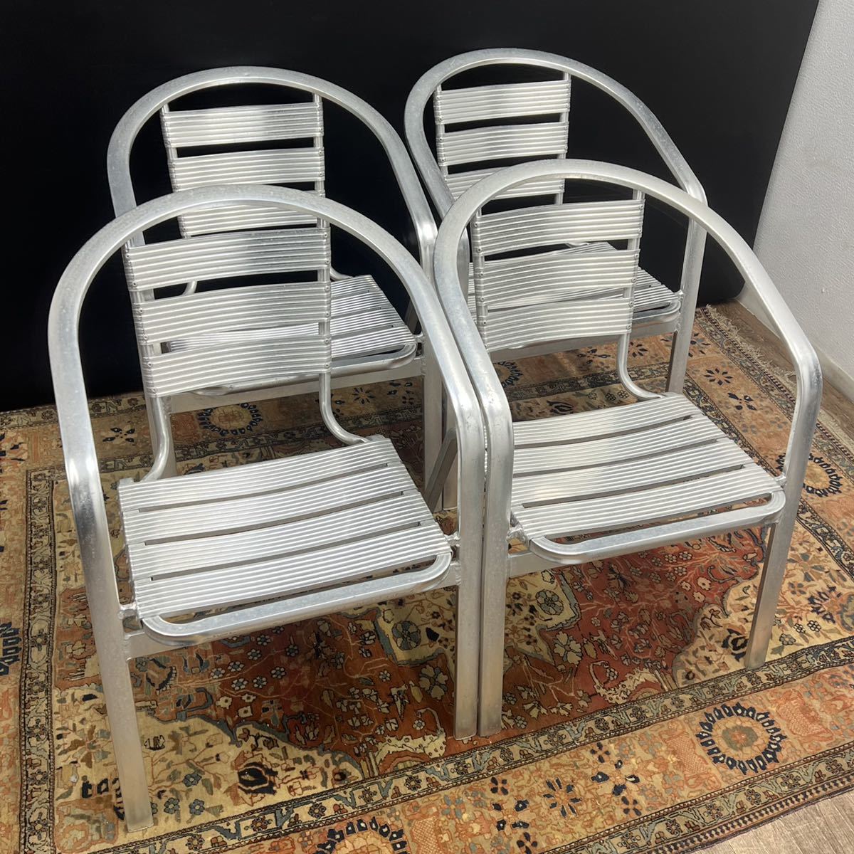 ○4脚セット◆アルミチェア アームチェア 椅子 肘 屋外 庭 ガーデンチェア カフェ バー バルコニー 店舗 軽量 まとめ◆兵庫県姫路市発④