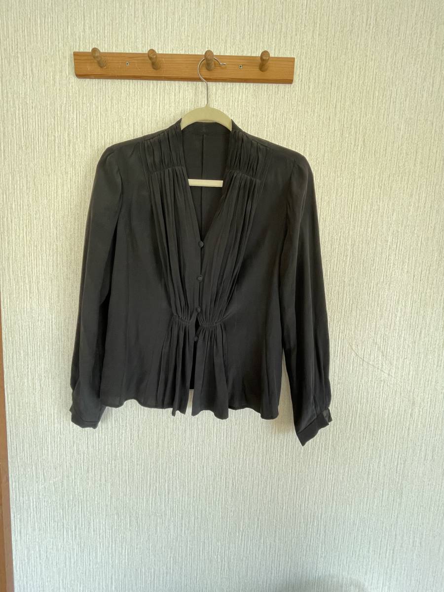N）Aquascutum シルク100％ブラウス 黒 【公式通販】