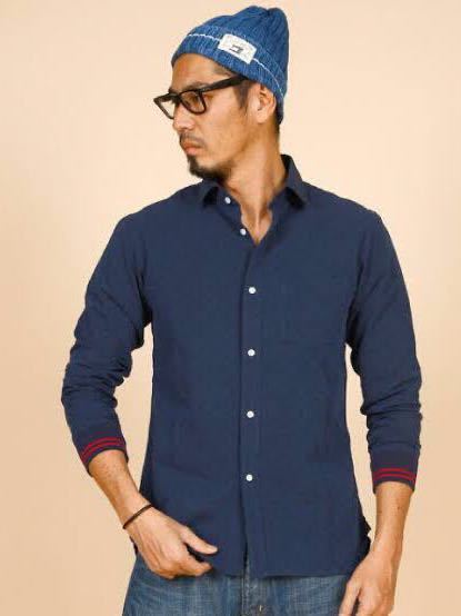The DUFFER of ST.GEORGE 　JQ RIBBED CUFFS SHIRTS：ダンガリージャガード リブ袖シャツ