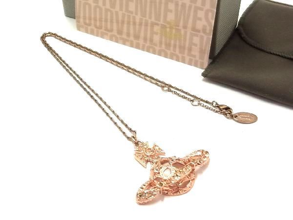 1円 ■美品■ Vivienne Westwood ヴィヴィアンウエストウッド オーブ ラインストーン ネックレス アクセサリー ピンク系 AJ9390yM