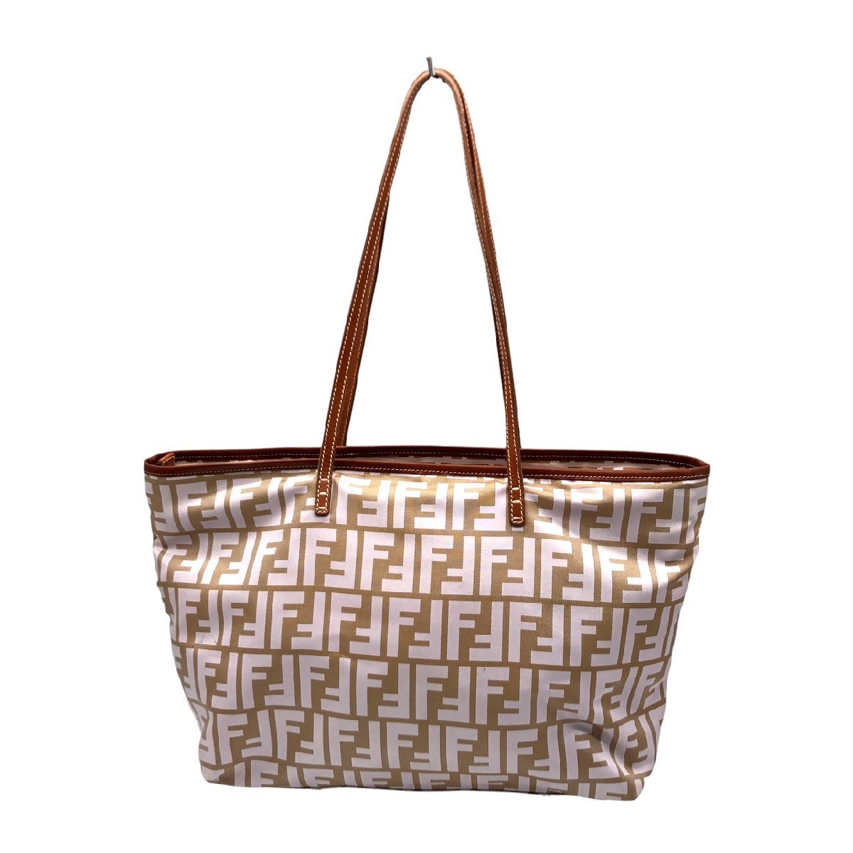 美品 FENDI フェンディ 8BH198 ズッカ柄 ロゴ 総柄 ナイロン レザー 
