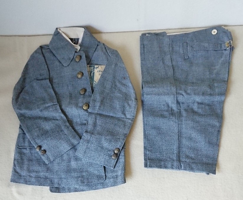 戦前小学生男子用制服 伊勢丹タグ 木綿製 九号 9、10才向け 私立学校 夏服 国民服 被服資料 