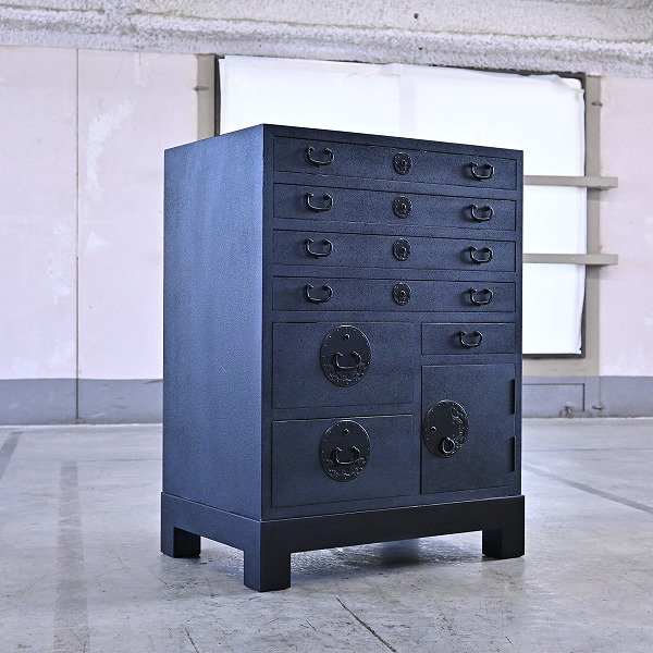 桐谷田中 モダンチェスト 引き出し 9杯 桐箪笥 南部鉄器 和モダン 和室 整理タンス 寝室 加茂箪笥 現代スタイル 伝統家具 Kiriyatanaka