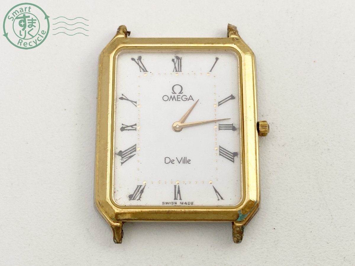 04281837　▽ OMEGA オメガ De Ville デビル メンズ 腕時計 QZ クォーツ スクエア 白文字盤 フェイスのみ ヴィンテージ ジャンク品