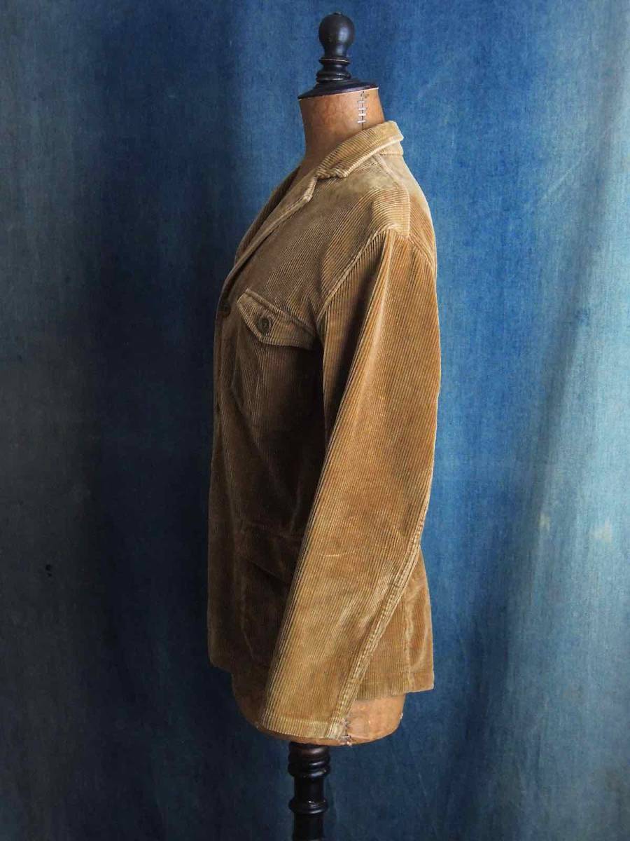 50sビンテージ1950年代フランス太畝ダミアンコーデュロイ茶色ファーマーズジャケット フレンチワークJKTハンティングコート20s30s40sリネン
