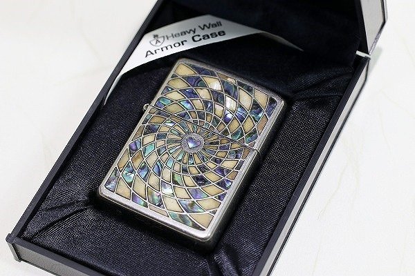 【質Banana】着火確認済み ZIPPO/ジッポー Heavy Wall Armor Case シェル ハート 初期型 2004年製 豪華 ステンドグラス 現品限り♪