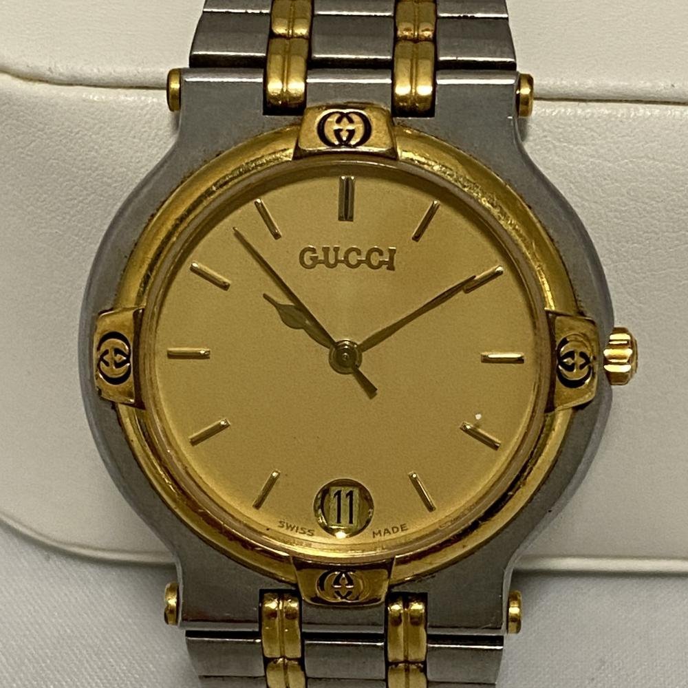 ICH【中古品】 GUCCI グッチ 9000m コンビ 時計 ゴールド デイト