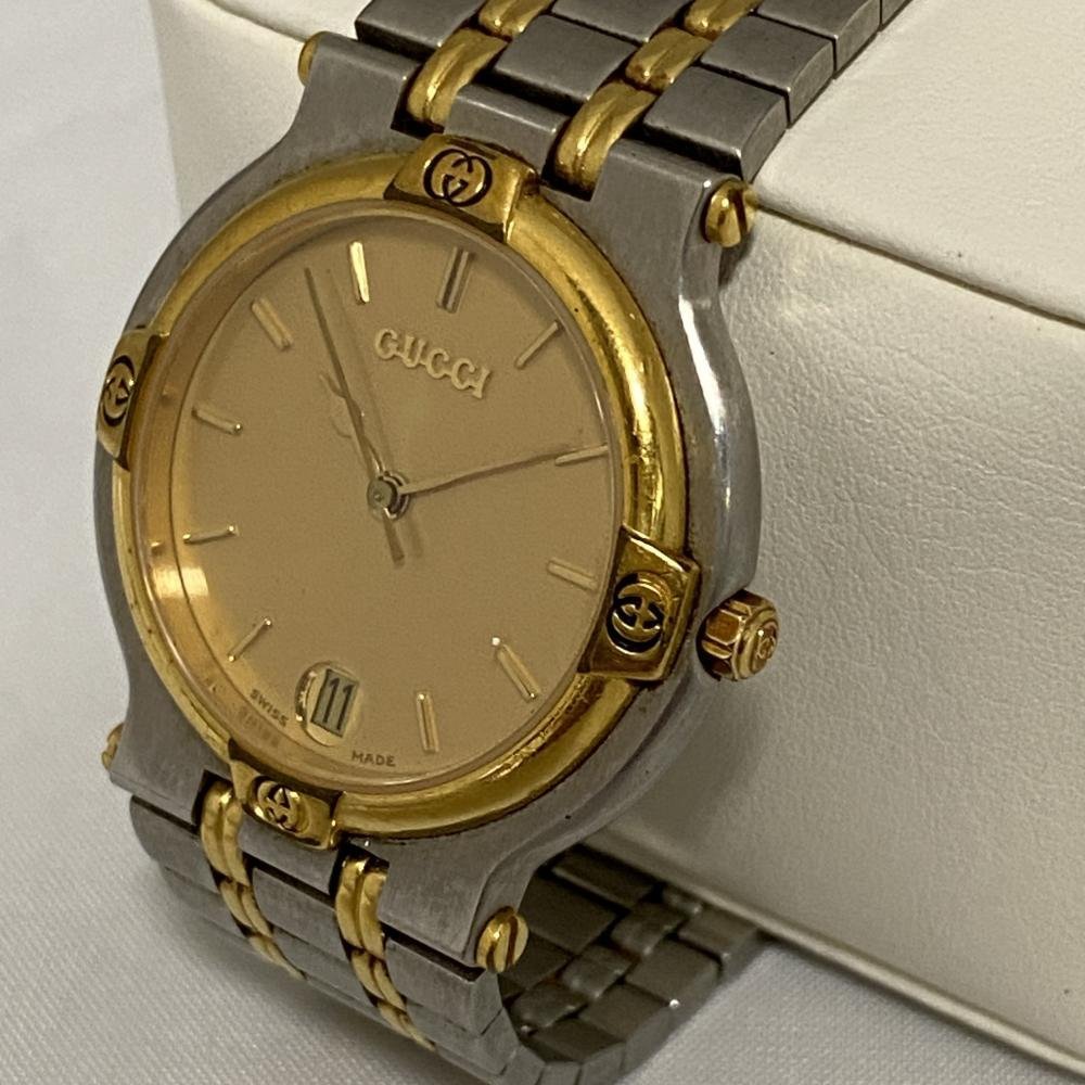 ICH【中古品】 GUCCI グッチ 9000m コンビ 時計 ゴールド デイト