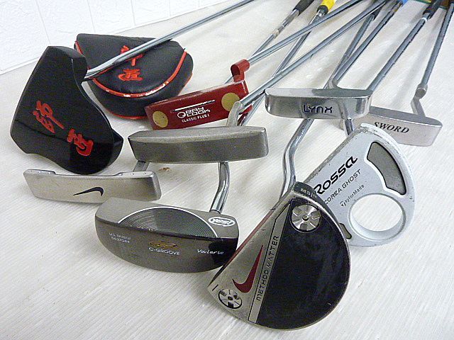 TS877 現状品 ゴルフ パター 様々 まとめ 大量 9本セット ピン PAL2/ナイキ/YES/ROSSA/師匠 等 メーカー様々　右利き、左利き含む