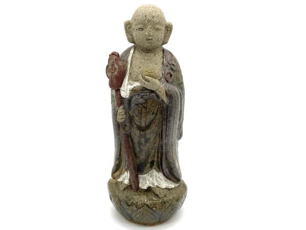 【S610】未使用/保管品 安藤土遊作 地蔵菩薩 高さ14.5cm お地蔵様 焼物 置物 インテリア 和風 b