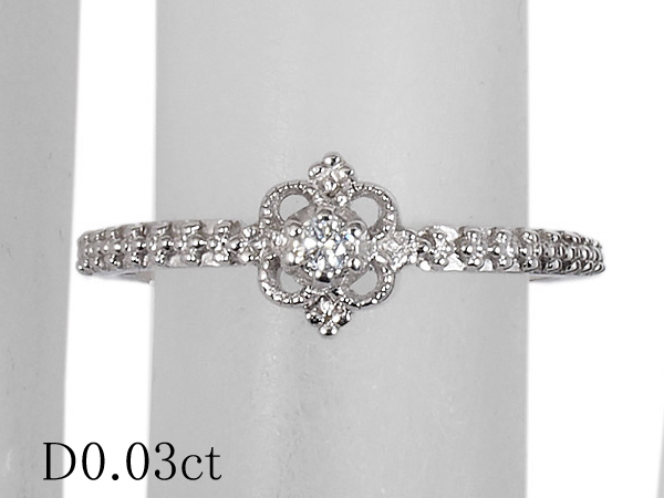 アーカー AHKAH ダイヤモンド/0.03ct デザイン リング K18WG 8号 AHKAH