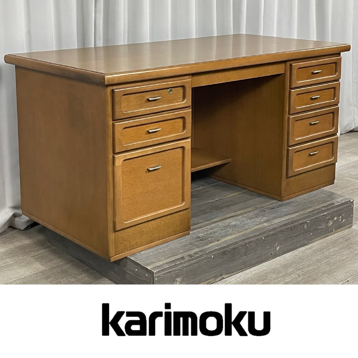 カリモク家具(Karimoku)書斎デスク☆両袖机☆コロニアルシリーズ