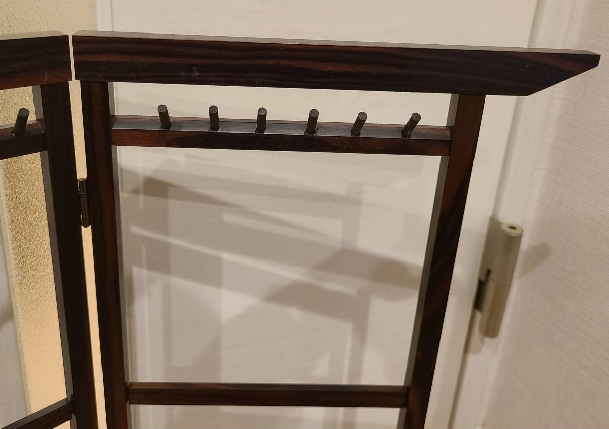 唐木黒檀製 大型筆掛 書道具 筆掛け　骨董 筆掛け 黒檀 衣桁型 小 13本掛け ヴィンテージ